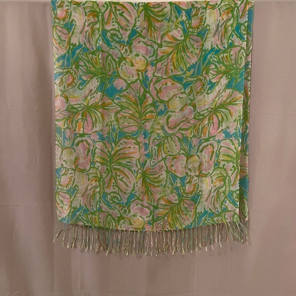 Lilly Pulitzer Silk & Cashmere Scarf/ Wrap - Picture 7 of 8